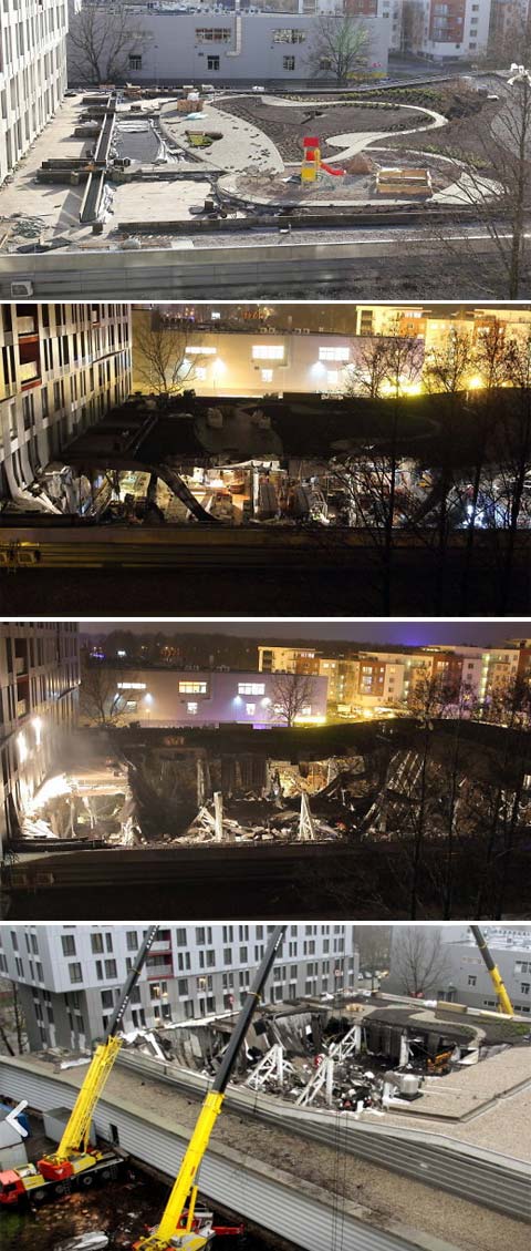 Фото до трагедії, після першого обвалу, після другого і під час рятувальних робіт Фото до трагедії, після першого обвалу, після другого і під час рятувальних робіт