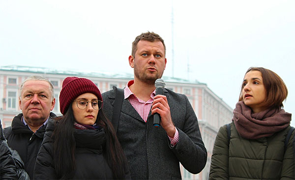 Денис Казанський під час акції протесту проти утримання українських політв’язнів у російських буцегарнях і концтаборах “Порожні стільці”. 15 листопада 2018 року